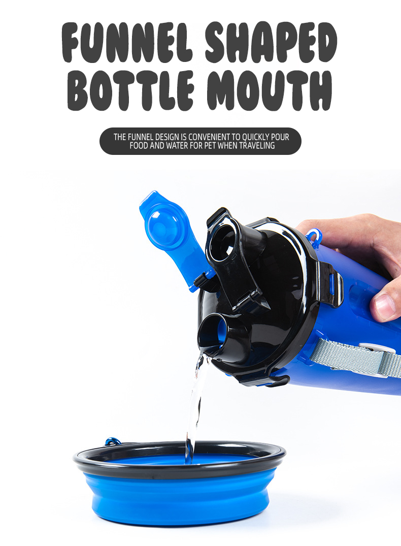 Nagykereskedelmi multifunkcionális szivárgásmentes 2 az 1-ben ivópalack, lassú etető, szilikon, kültéri összecsukható vizespohár készlet kisállatoknak 6