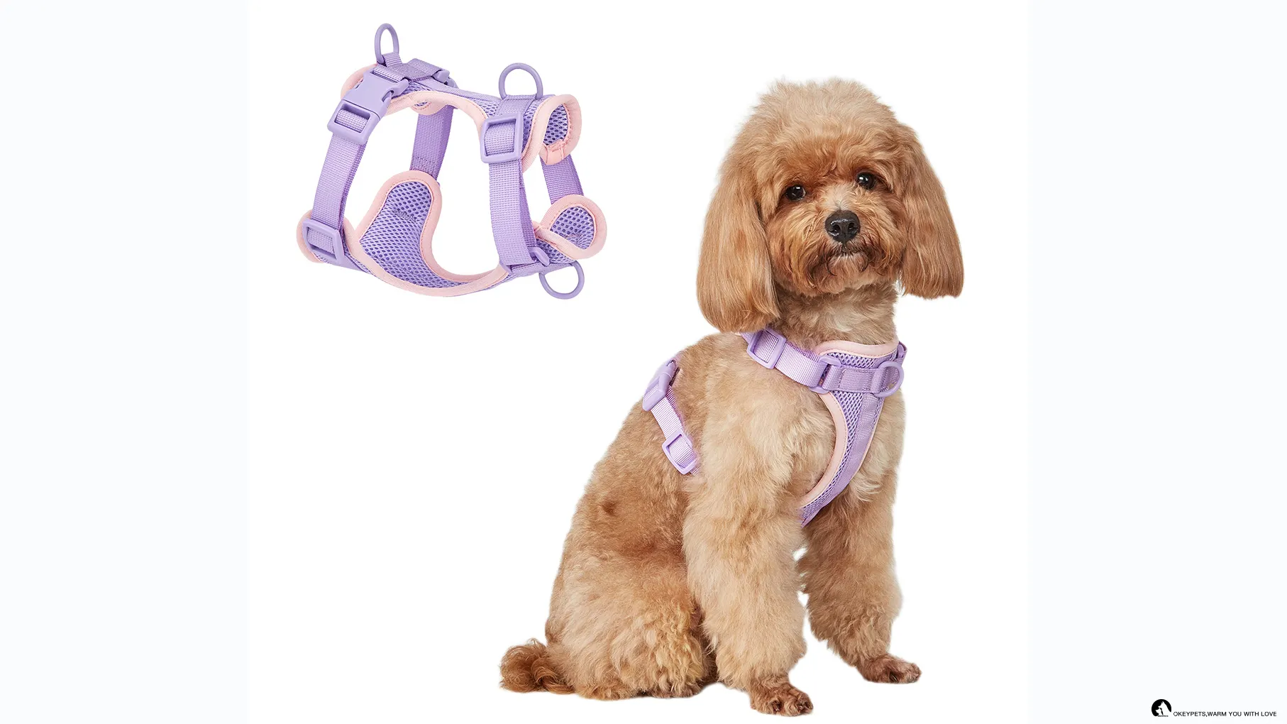 Breathable All-Weather Mesh Pet Harness with Three Safety Features by OKEYPETS 1