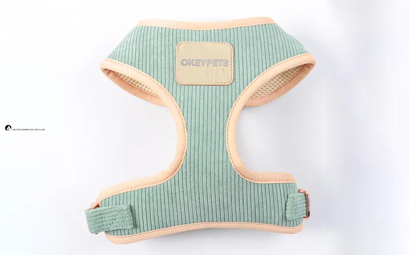 Reflective Plush Dog Harness Set with Safety Features - Denim Material 1