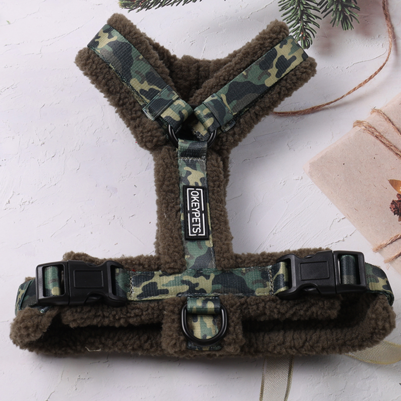 Front view of sherpa dog harness showing full chest coverage and vest-style design