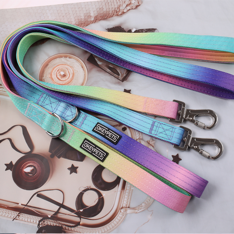 Collier tactique personnalisé pour chien, laisse pour chien, couleur dégradée, collier tactique anti-explosion, laisse pour animaux de compagnie 13