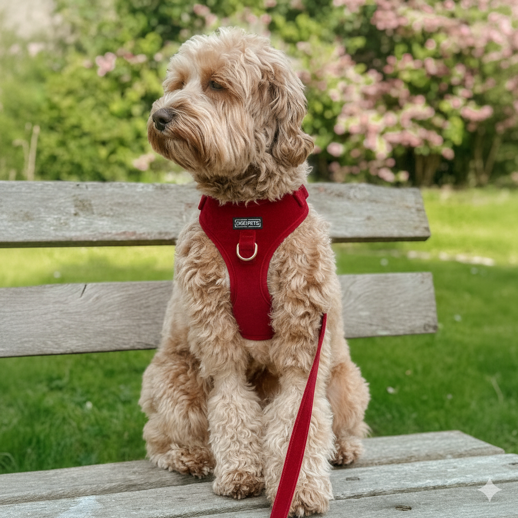 Harnais pour chien en velours uni personnalisé avec étiquette en PVC 26