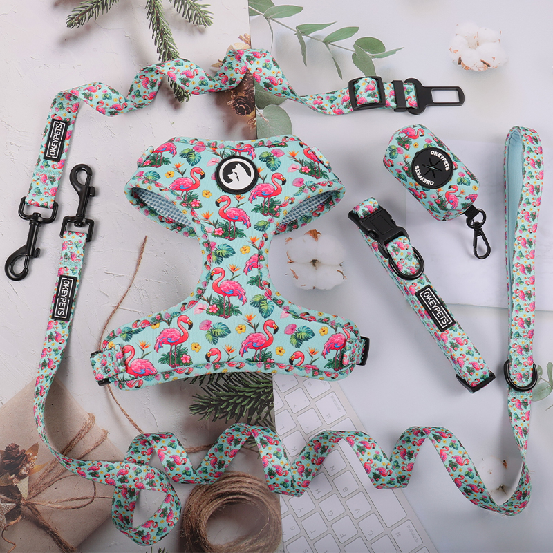 Harnais pour chien en velours uni personnalisé avec étiquette en PVC 29