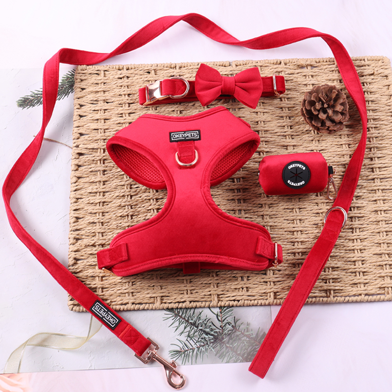 Harnais pour chien en velours sur mesure, harnais ajustable pour animaux de compagnie, usine chinoise 24