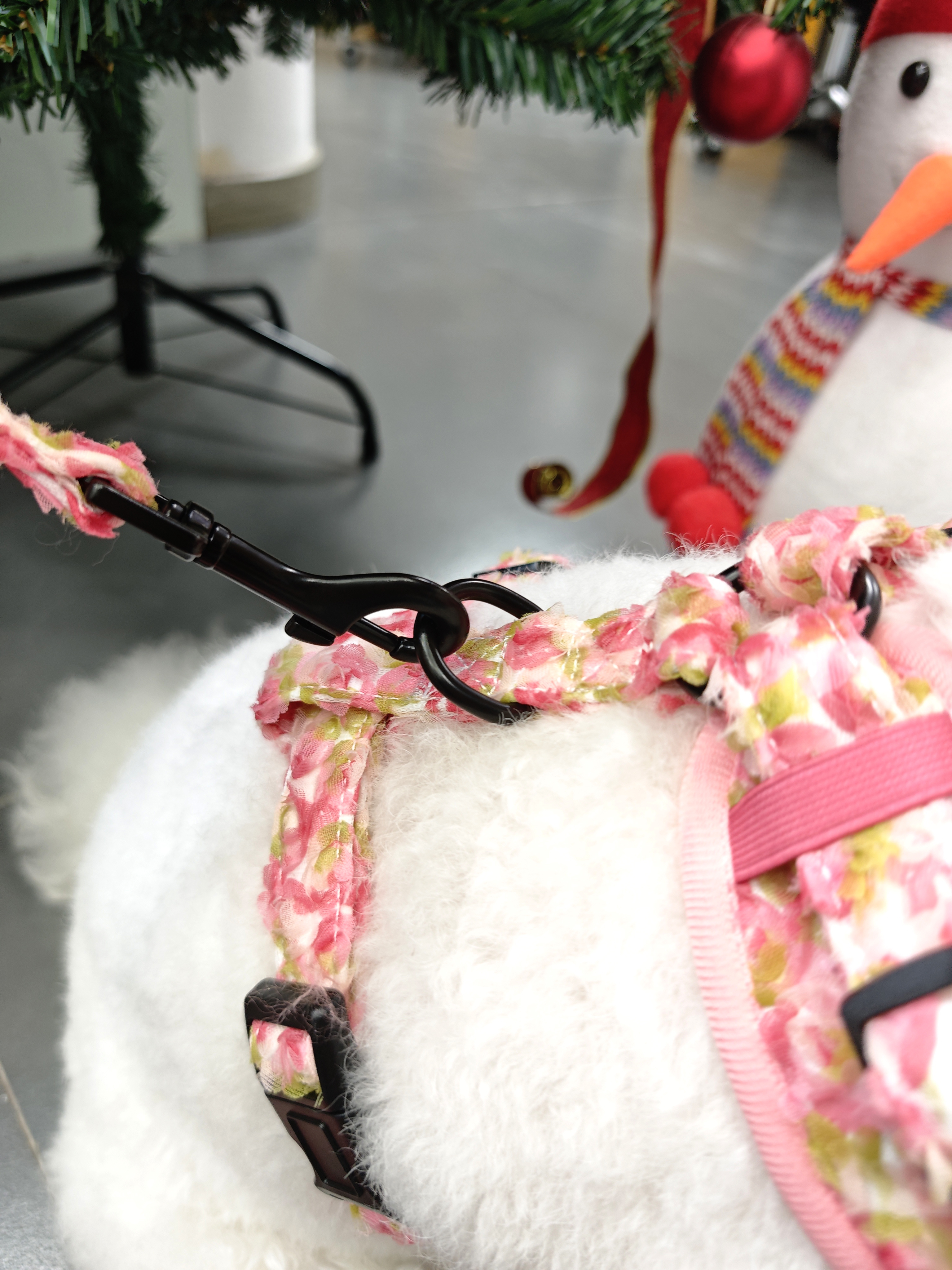 OKEYPETS Custom Flower Crochet Dog Harness Set Dog Collar Dog Leash 30