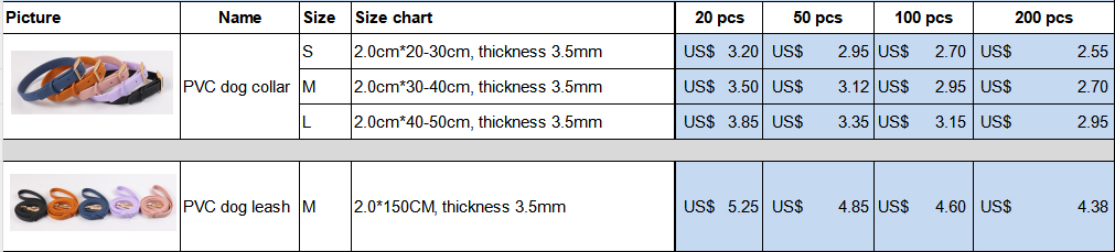 OKEYPETS Wholesale 7 Colors PVC Dog Collar Dog Leash  Custom Waterproof PVC Dog Lead Collar With Name Tag 9