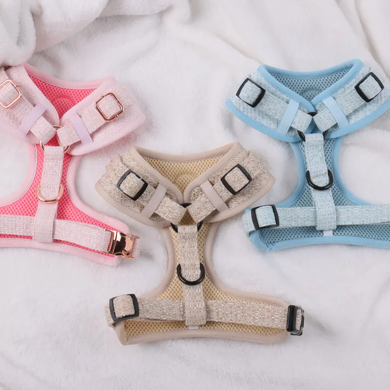 Plaids Tweed Dog Harness - Breathable Mesh, Adjustable Buckles & Safety Features 3