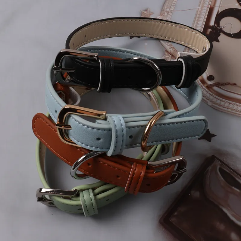 Elegante collar de cuero para perro con hebilla de metal 3