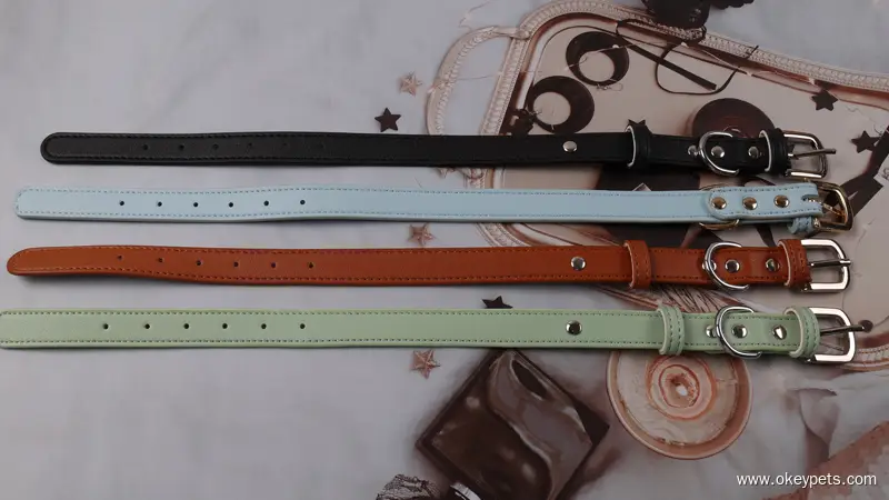 Collier pour chien en cuir souple avec boucle métallique, 5 couleurs et 4 tailles, vente en gros d'usine 1