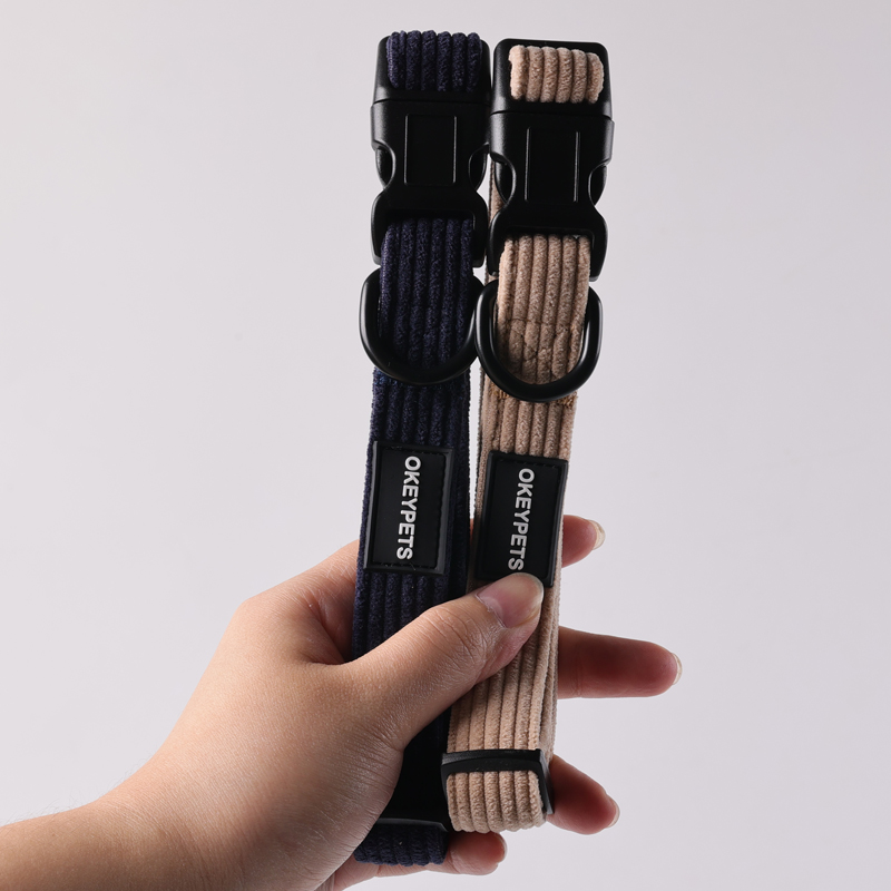 Collier pour chien personnalisé OKEYPETS, collier en velours côtelé ajustable 12