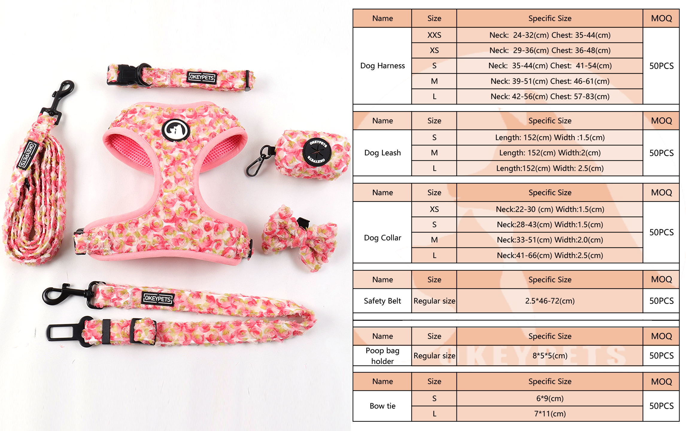 Ensemble harnais pour chien ajustable et personnalisé au crochet de fleurs, collier et laisse pour chien 22