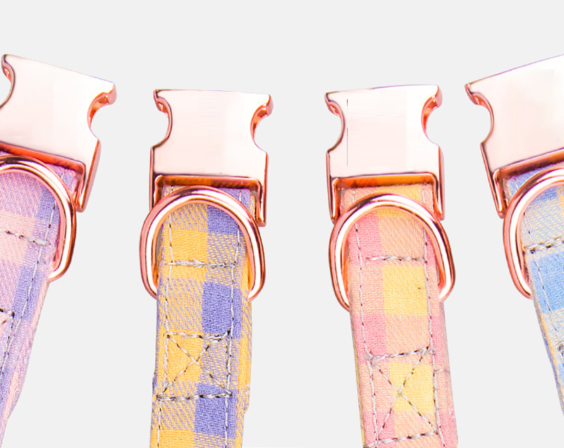 Collier pour chien en coton à motif écossais à six pétales (vente en gros) 11