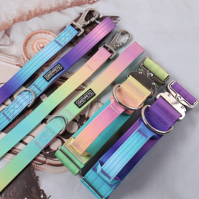 OKAYPETS kraftig taktisk hundehalsbånd og -bånd for trening og kontroll 2