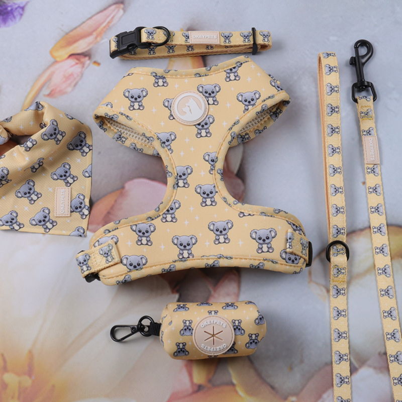 OKEYPETS Ensemble de harnais pour chien en gros, motif koala jaune, accessoires pour animaux de compagnie 7