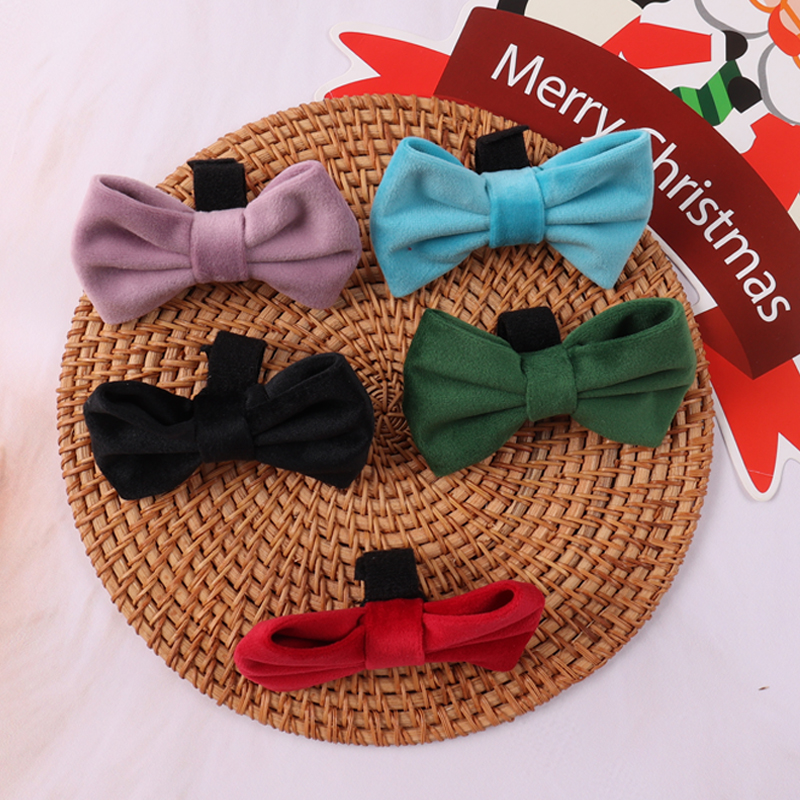 Collier pour chien en velours ajustable et personnalisé, doux et mignon, avec nœud papillon. 11