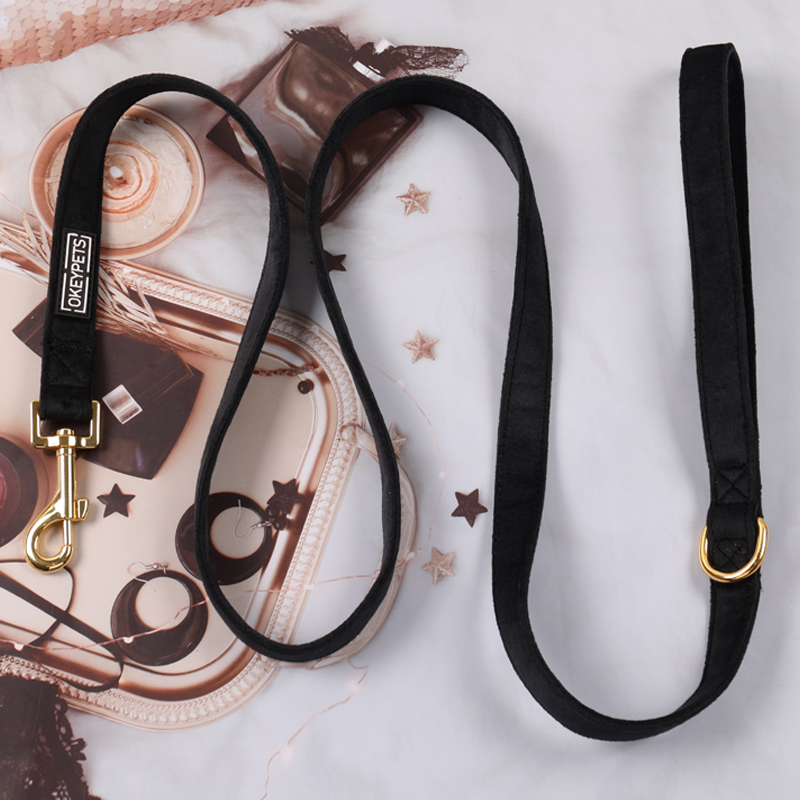 Collier et laisse en velours OKEYPETS Factory pour chiens de petite et moyenne taille, logo personnalisé. Convient aux petits et moyens chiens. 20