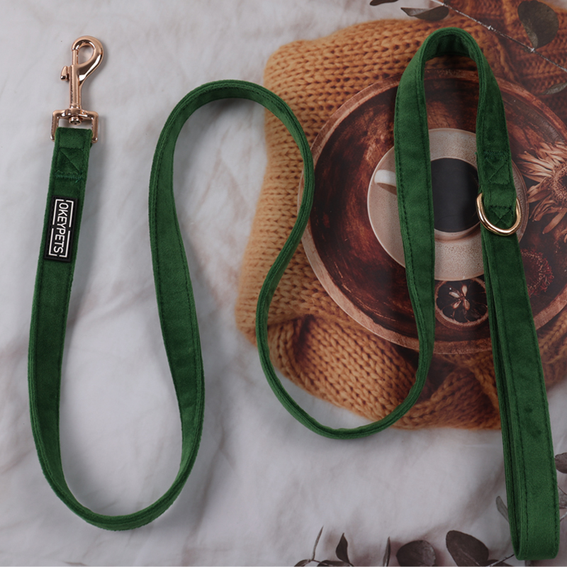 Collier et laisse en velours OKEYPETS Factory pour chiens de petite et moyenne taille, logo personnalisé. Convient aux petits et moyens chiens. 21