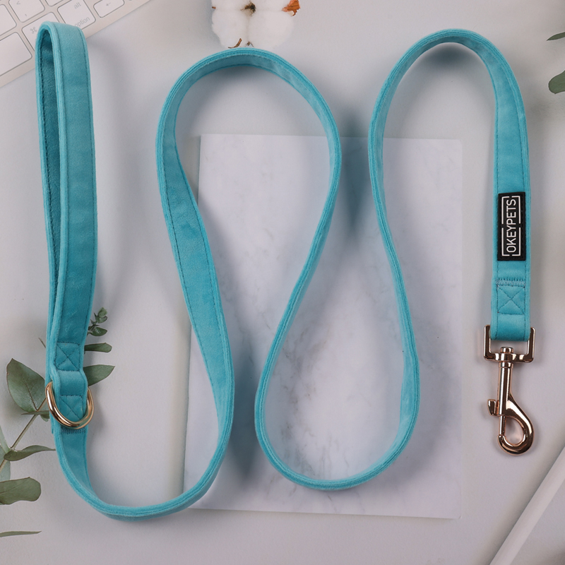 Collier et laisse en velours OKEYPETS Factory pour chiens de petite et moyenne taille, logo personnalisé. Convient aux petits et moyens chiens. 23