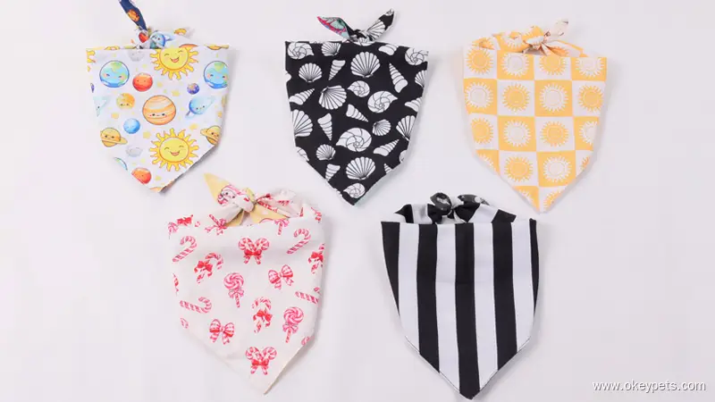 Bandana réversible en coton personnalisé Okeypets pour chien, foulard bandana à motifs animaux 1