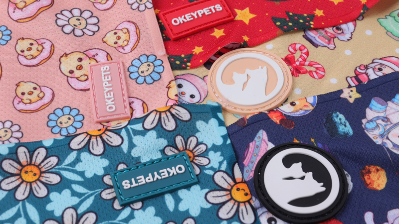 Bandana réversible en coton personnalisé Okeypets pour chien, foulard bandana à motifs animaux 9