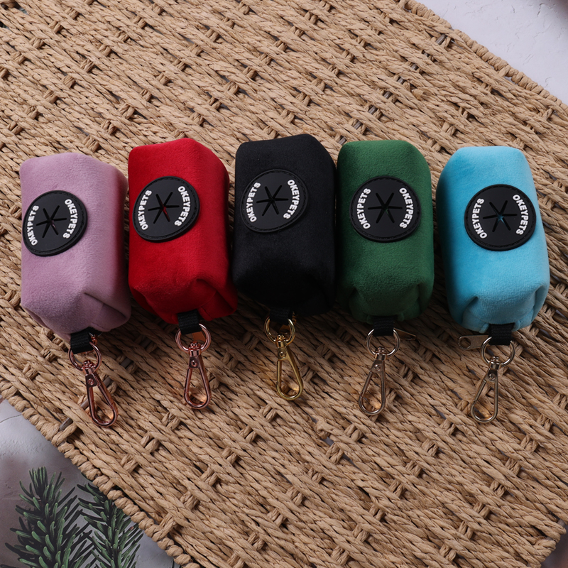 Distributeur de sacs à déjections canines en velours personnalisé OKEYPETS 7