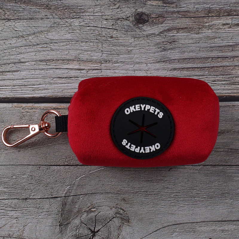 Distributeur de sacs à déjections canines en velours personnalisé OKEYPETS 27