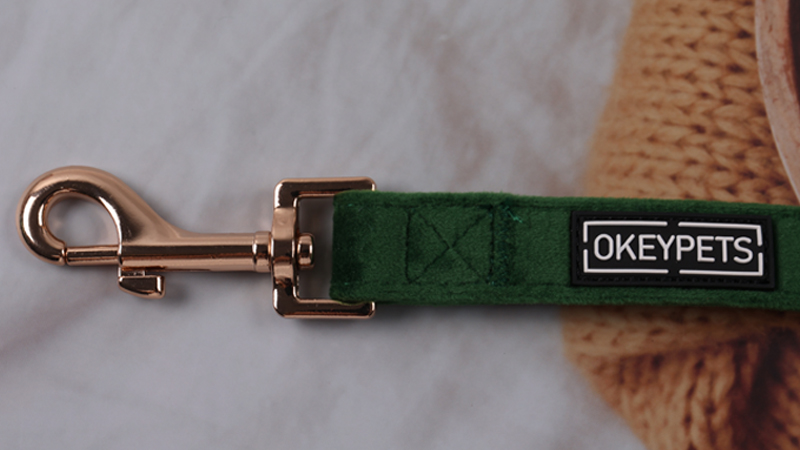Collier et laisse en velours OKEYPETS Factory pour chiens de petite et moyenne taille, logo personnalisé. Convient aux petits et moyens chiens. 12