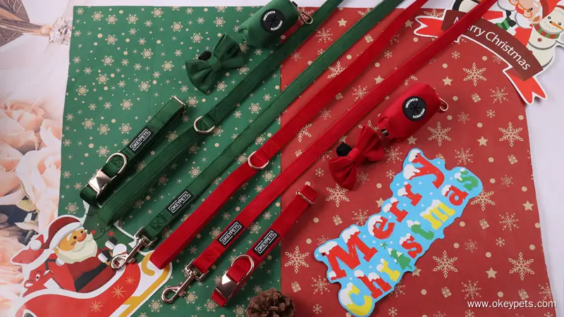 Collier et laisse en velours OKEYPETS Factory pour chiens de petite et moyenne taille, logo personnalisé. Convient aux petits et moyens chiens. 1