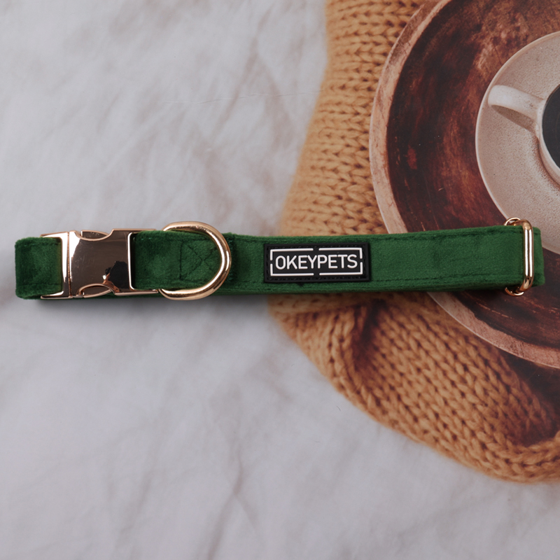 Collier et laisse en velours OKEYPETS Factory pour chiens de petite et moyenne taille, logo personnalisé. Convient aux petits et moyens chiens. 7