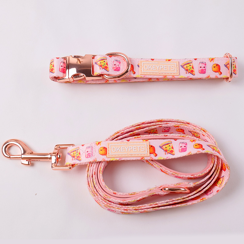 OKEYPETS Harnais pour chien en néoprène rose personnalisé, collier et laisse pour chien, sublimation incluse 12