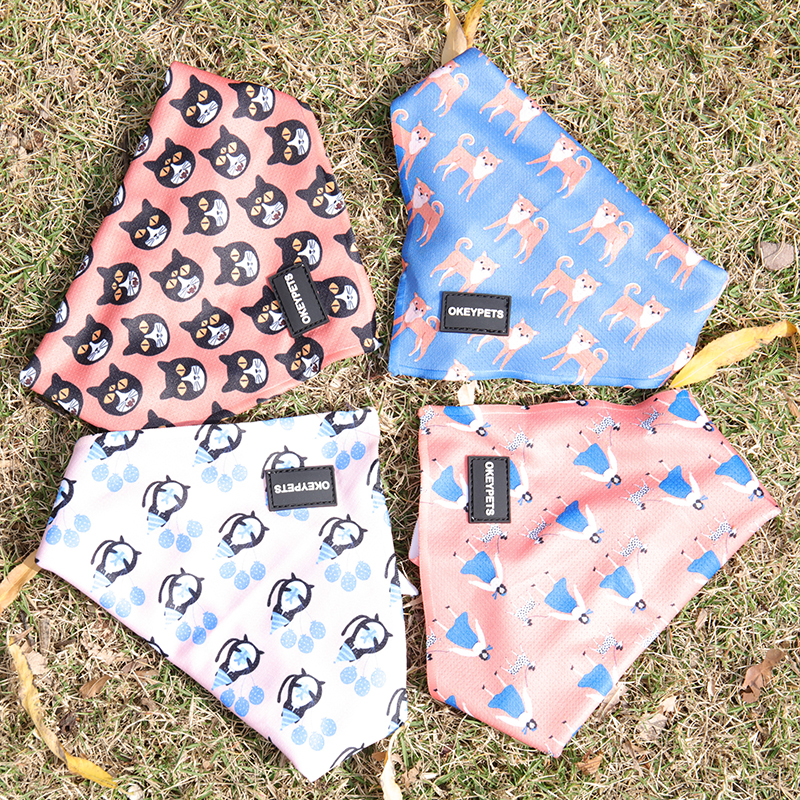 Écharpe personnalisée OKEYPETS pour chien, bandana à motif sublimé 26