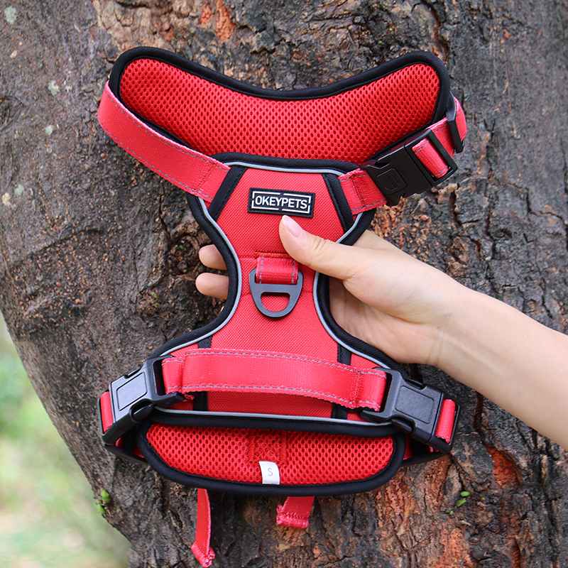 Harnais pour chien OKEYPETS Custom anti-traction Oxford, harnais réfléchissant d'extérieur avec boucle robuste 18