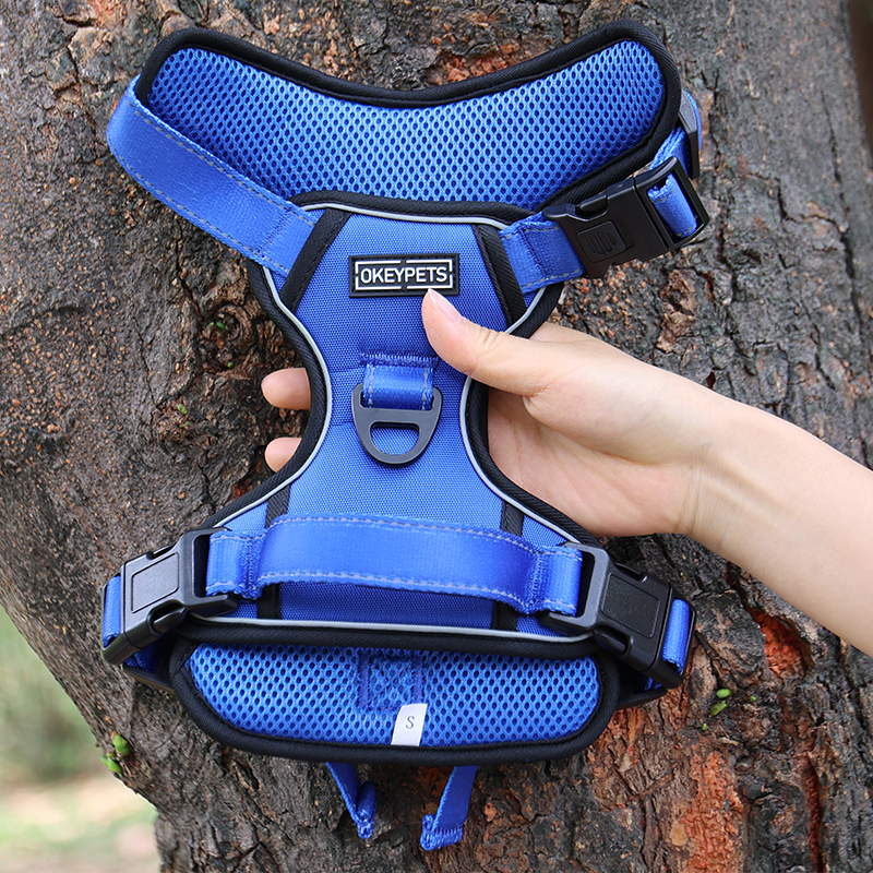 Harnais pour chien OKEYPETS Custom anti-traction Oxford, harnais réfléchissant d'extérieur avec boucle robuste 16