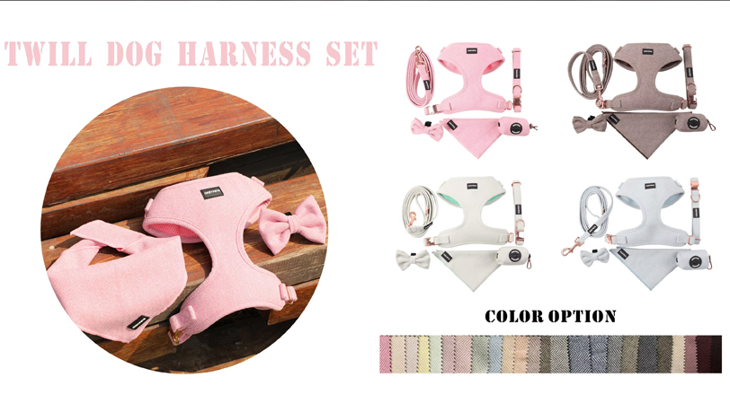 Ensemble harnais pour chien en tweed et sergé pour promenades en extérieur 7