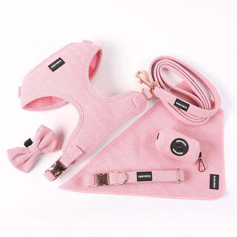Ensemble harnais pour chien en tweed et sergé pour promenades en extérieur 23