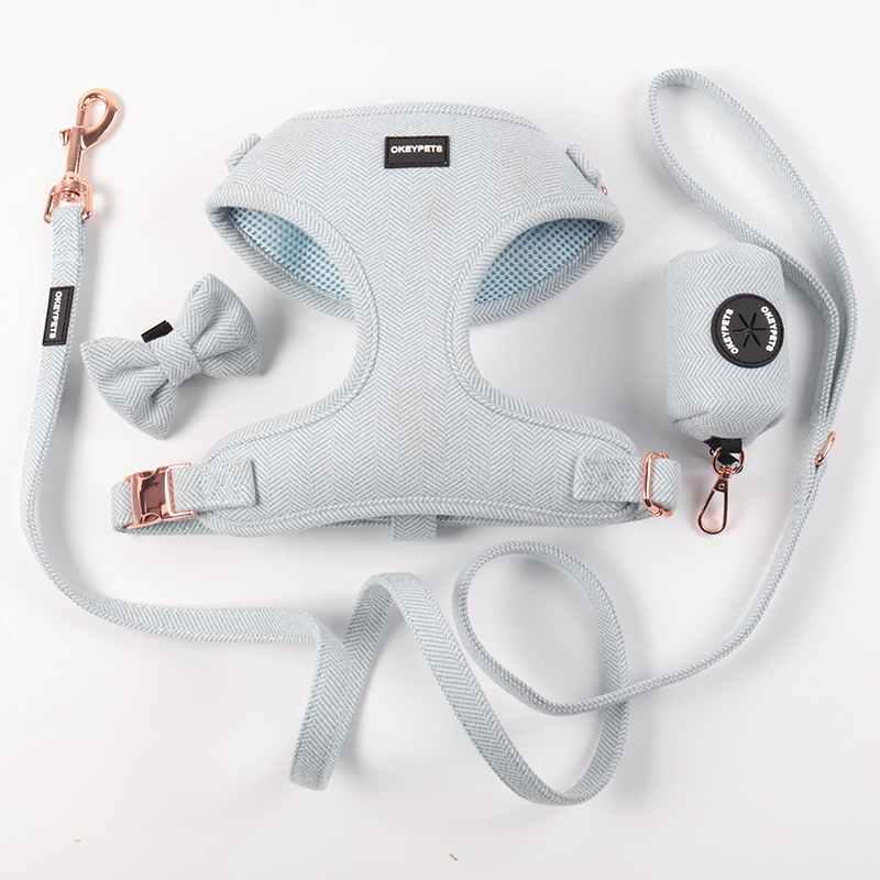 Ensemble harnais pour chien en tweed et sergé pour promenades en extérieur 22