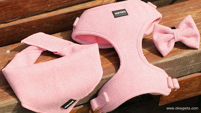 Okeypets Anpassad Tweed Twill Justerbar Hundsele Set Hundkoppel Hundhalsband 1