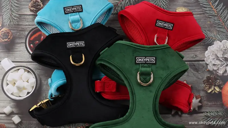 Harnais pour chien en velours sur mesure, harnais ajustable pour animaux de compagnie, usine chinoise 1