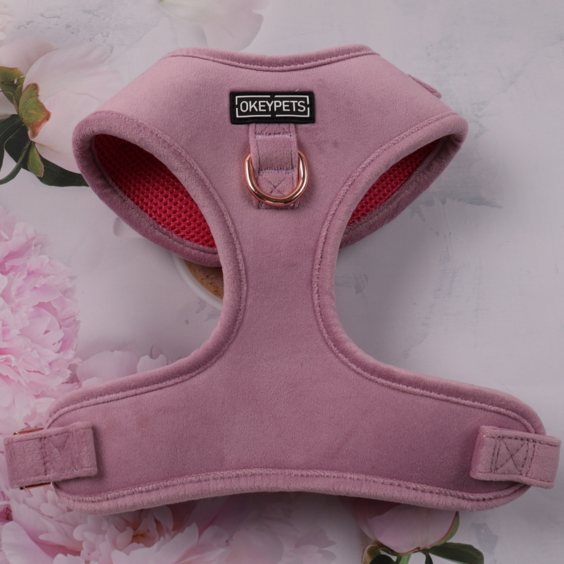 Harnais pour chien en velours sur mesure, harnais ajustable pour animaux de compagnie, usine chinoise 9