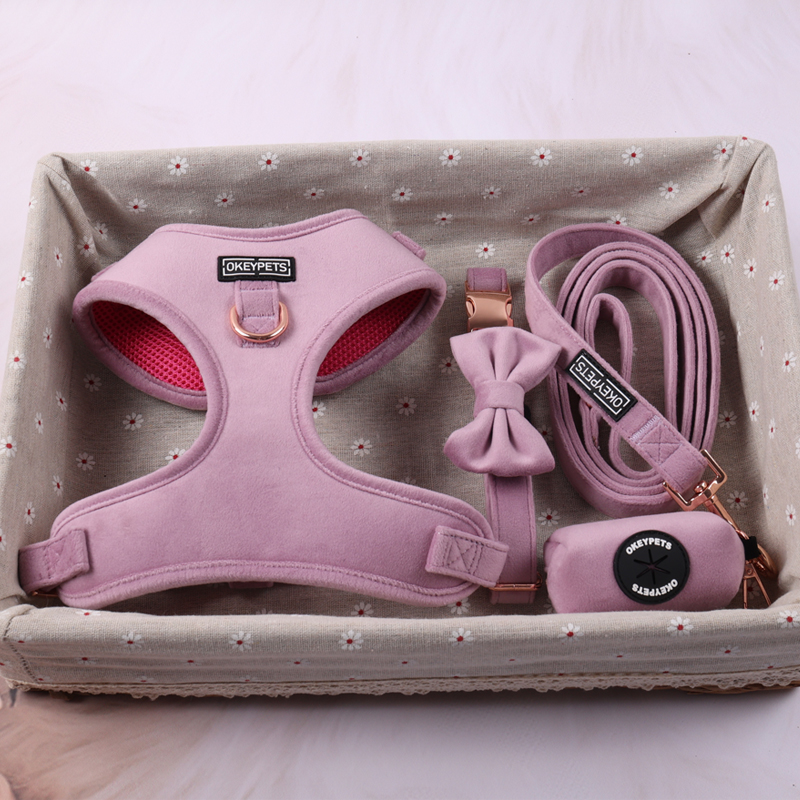 Harnais pour chien en velours sur mesure, harnais ajustable pour animaux de compagnie, usine chinoise 8