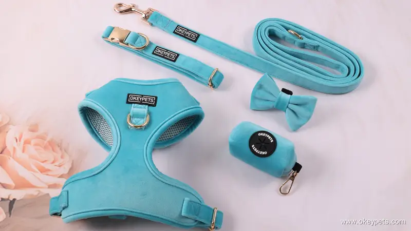 Baršunasti pojas za pse, set ogrlica s povodcem za pse u više boja, prilagođeni dizajn, podesivi set pojaseva za kućne ljubimce 1