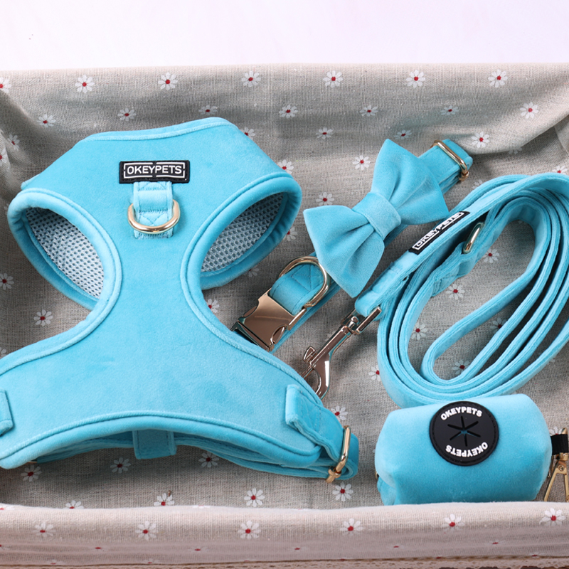 Baršunasti pojas za pse, set ogrlica s povodcem za pse u više boja, prilagođeni dizajn, podesivi set pojaseva za kućne ljubimce 7
