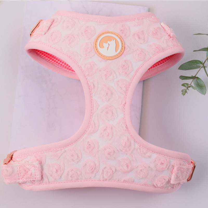 Harnais pour chien Okeypets avec nœud papillon et laisse en crochet fleuri, ensemble de harnais personnalisé. 8
