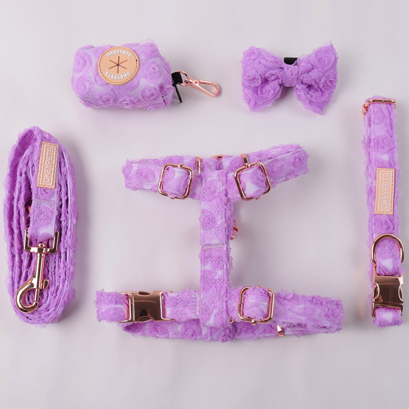 Harnais pour chien personnalisé en crochet de fleurs en forme de H avec sangle réglable 17