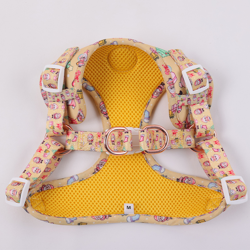 Ensemble harnais pour chien personnalisé avec motif mignon, collier et laisse pour animal de compagnie 11