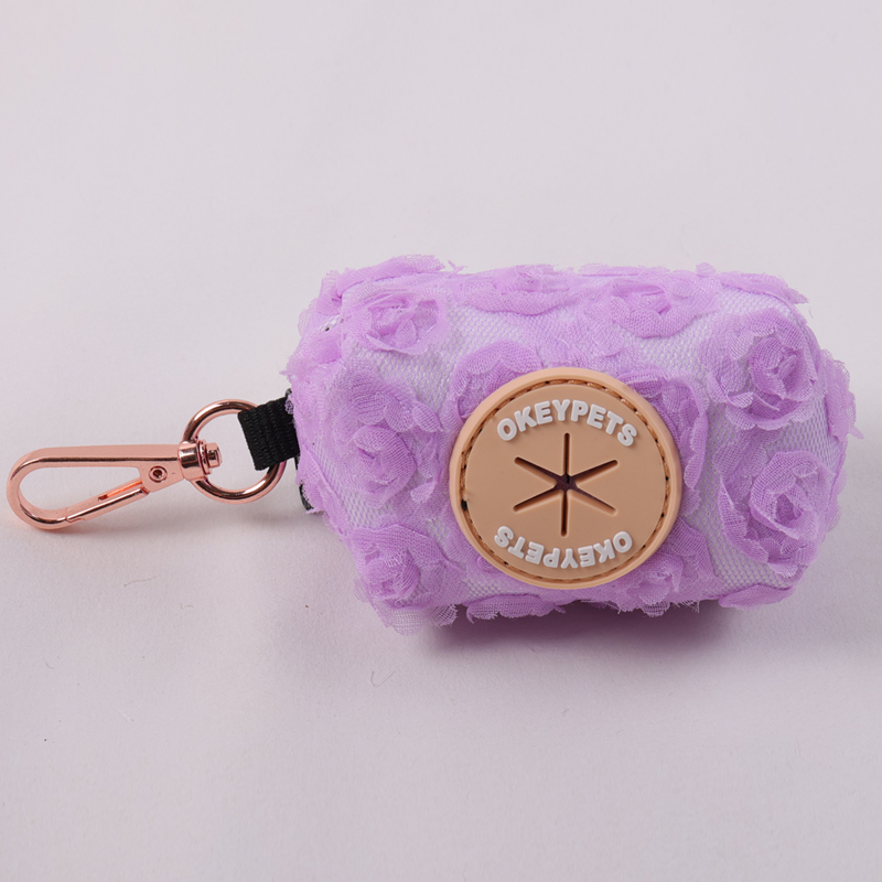 OKEYPETS Sacs à déjections canines personnalisés au crochet avec motif floral - Accessoires pour animaux - Distributeur de sacs à déjections canines 11