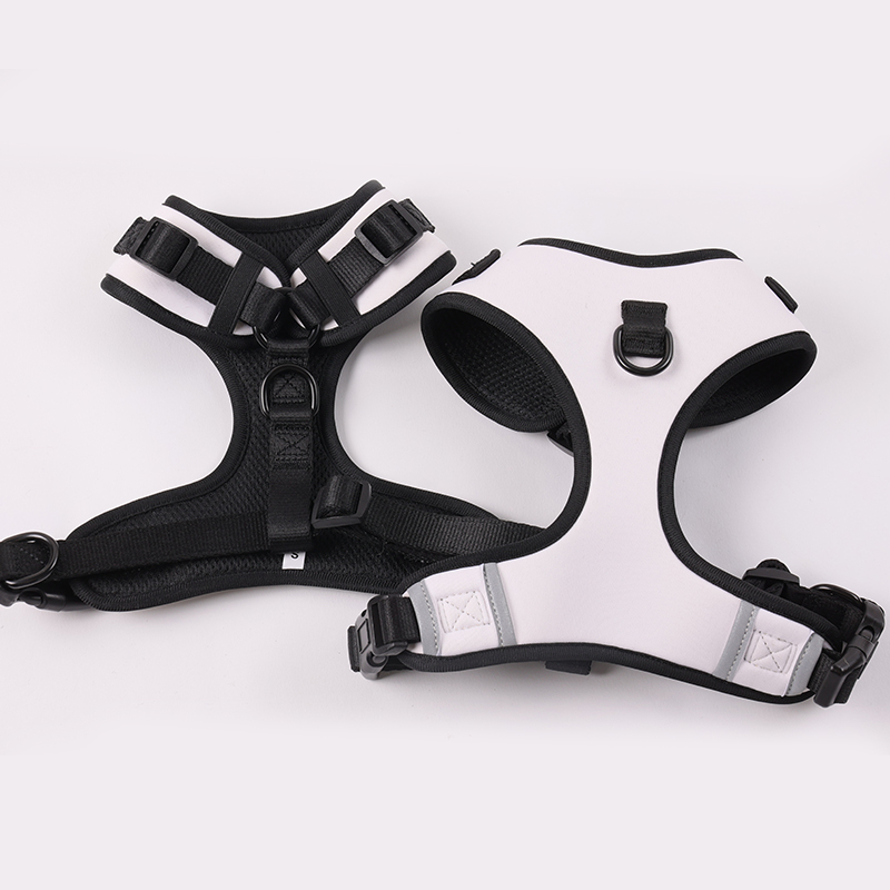 Harnais pour chien uni avec collier réfléchissant en néoprène rembourré et doux 17