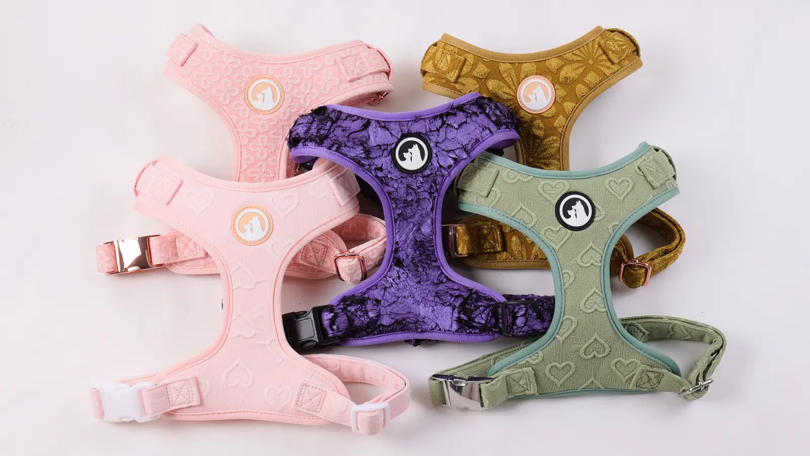 Broderad hundsele fabrik anpassad blomdesign justerbar husdjurssele 1