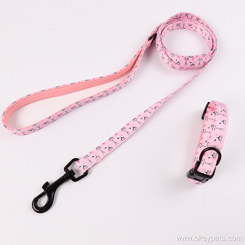 Ensemble harnais, collier et laisse en néoprène rose Okeypets, fabriqué en Chine sur mesure 14