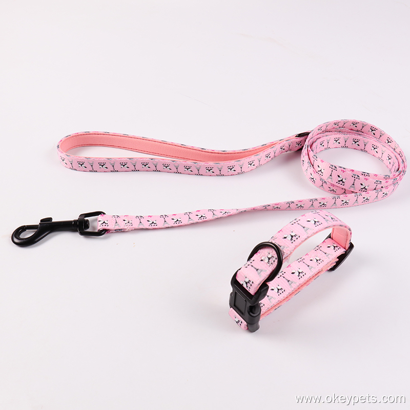 Ensemble harnais, collier et laisse en néoprène rose Okeypets, fabriqué en Chine sur mesure 13
